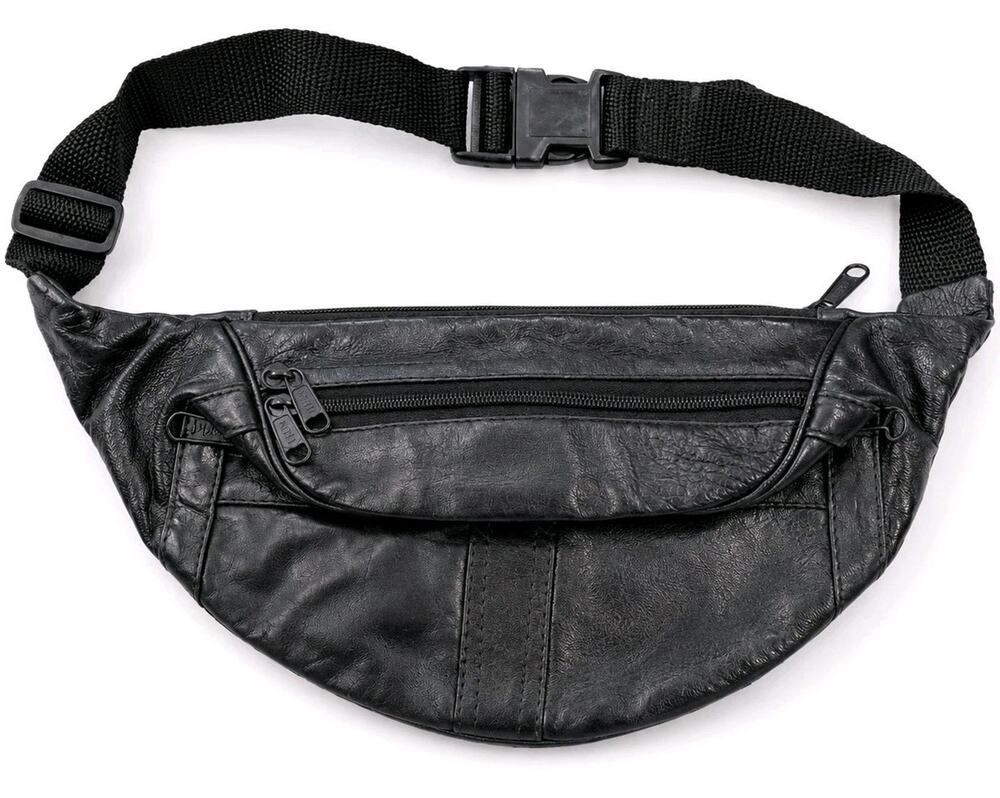 Vintage Toni Black Leather Belt Bag Fanny Pack 80s 90s Patchwork